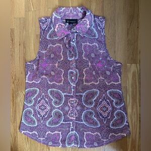 INC INTERNATIONAL CONCEPT SLEEVELESS CHIFFON-LIKE BLOUSE (with pink camisole)